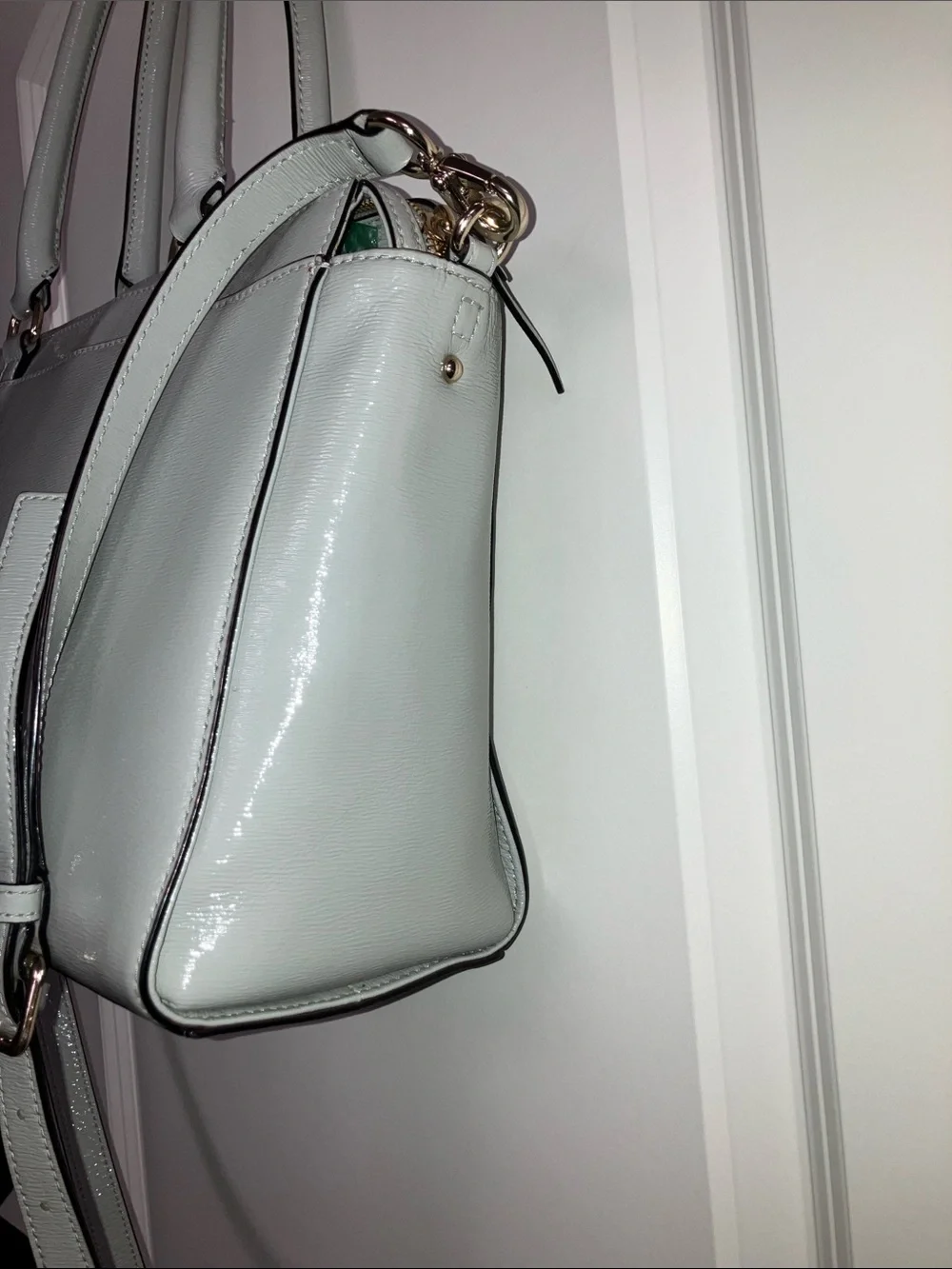 Kate Spade Gray Patent Leather Satchel L